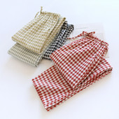 Kevadine puuvillane marli ruuduline püksid, elastsed vöökohad, lahtised alaosad, meeste ja naiste salongirõivad paarile magamisriided