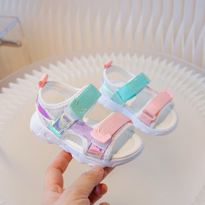 2024. gada vasara Jaunas Bērnu sandales Mazuļu apavi Meiteņu Pludmales Apavi Mīksta Apakšpuse Neslīdoši Zēniem Sporta Sandales Brīvajam laikam 21.–30.