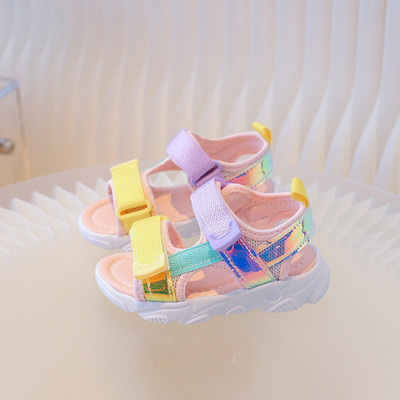 2024. gada vasara Jaunas Bērnu sandales Mazuļu apavi Meiteņu Pludmales Apavi Mīksta Apakšpuse Neslīdoši Zēniem Sporta Sandales Brīvajam laikam 21.–30.