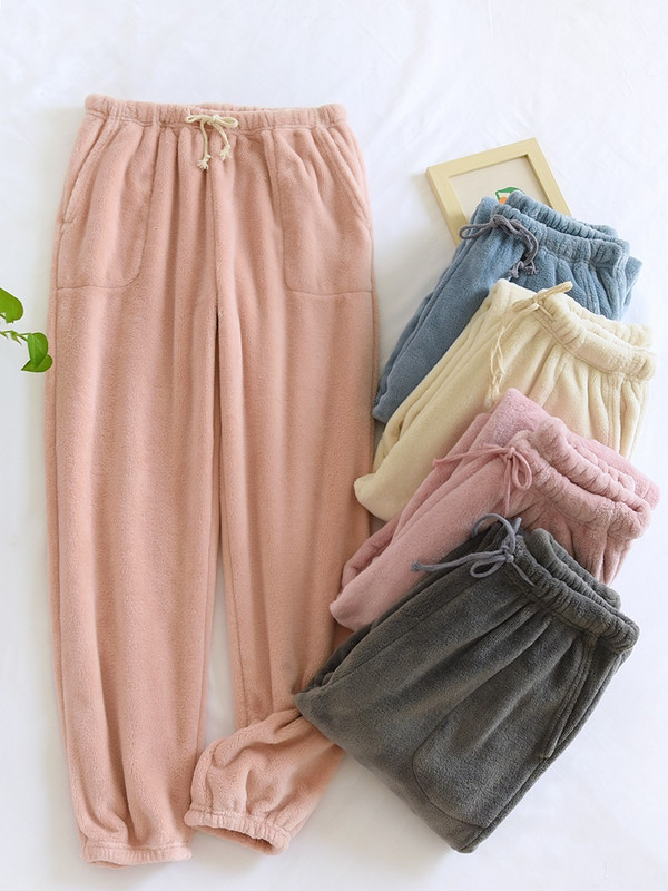 Őszi és téli flanel pár otthoni ruhák meleg otthoni ruházat női vastag pizsama nadrág nagy méretű férfi alvó alsó nappali nadrág