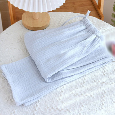 1gb Sieviešu pavasara vasaras kokvilnas kreppa apdrukātas pidžamas brīvas ikdienas bikses garās bikses mājas kostīms guļam apakšā meitenei dāvana