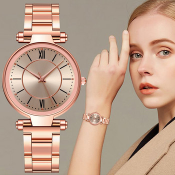 Πολυτελή ροζ χρυσό από ανοξείδωτο ατσάλι Γυναικείο κλασικό ρολόι χαλαζία με στρογγυλό καντράν Γυναικεία επαγγελματικά ρολόγια χειρός Κοσμήματα καρπού Reloj