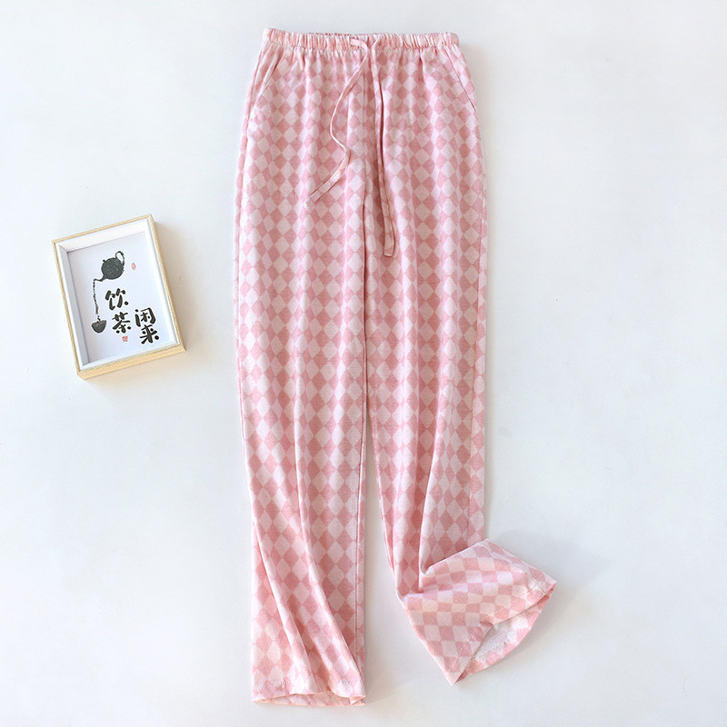 Japāņu rudens ziemas pāru bikses 100% kokvilnas auduma rūtainas bikses vīriešiem un sievietēm liela izmēra mājas bikses Vienkāršas ikdienas bikses