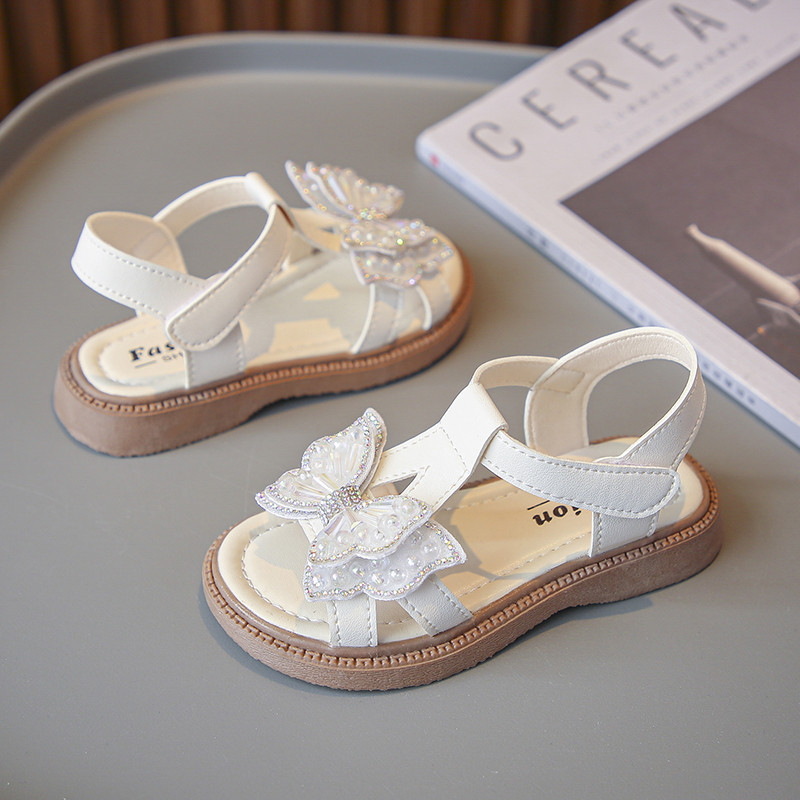 Toddler Girls Sweet T-siksniņa Bowknot Sandales Pludmales Apavi Bērnu Princešu Sandales 6-15 Gadiem Plakanas vasaras sandales mazuļiem meitenēm
