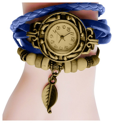 Jauni rokassprādzes pulksteņi sievietēm Retro ādas lapu kulonu pulksteņu tinumu rokassprādzes aksesuāri dāvanai Relogio Feminino Dropshipping