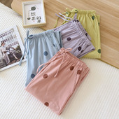 2024, 100% bumbac, pantaloni de vară pentru femei, pantaloni de dormit, pantaloni de pijama pentru femei, pantaloni cu imprimeu cu buline, îmbrăcăminte de dormit pentru acasă