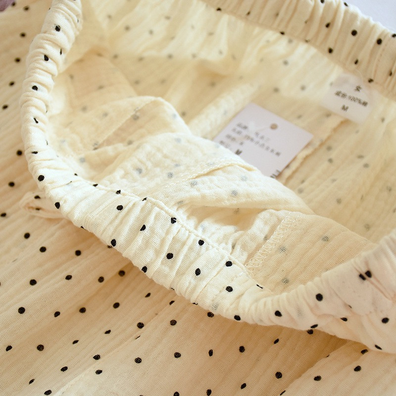 2023. gada jauns 100% kokvilnas marles guļambikses Sieviešu kokvilnas garās pidžamas bikses Sieviešu atpūtas apģērbs ar punktveida druku rudens ziemas brīvas bikses