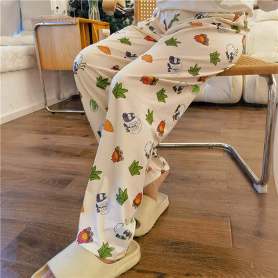 Sieviešu Leoparda apdrukas pidžamas bikses Kawaii Apģērbs Gultasveļa Vasaras Sleep Bottoms Atpūtas apģērbs Elastīgs viduklis Naktsveļa Bikses Jauns