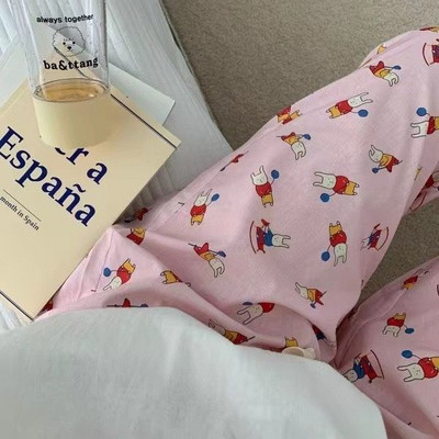 Sieviešu Leoparda apdrukas pidžamas bikses Kawaii Apģērbs Gultasveļa Vasaras Sleep Bottoms Atpūtas apģērbs Elastīgs viduklis Naktsveļa Bikses Jauns