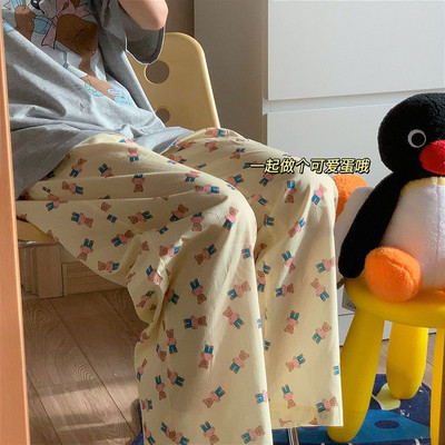 Sieviešu Leoparda apdrukas pidžamas bikses Kawaii Apģērbs Gultasveļa Vasaras Sleep Bottoms Atpūtas apģērbs Elastīgs viduklis Naktsveļa Bikses Jauns