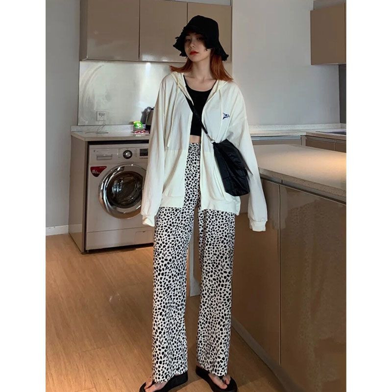 Sieviešu Leoparda apdrukas pidžamas bikses Kawaii Apģērbs Gultasveļa Vasaras Sleep Bottoms Atpūtas apģērbs Elastīgs viduklis Naktsveļa Bikses Jauns