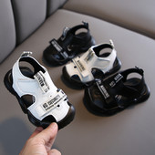 Zēnu vasaras sandales Maziem bērniem Mīksta zole Neslīdoša Pludmales Kurpes Bērni Ikdienišķs Āra Slēgts Toe Meiteņu Kurpes Modes Sporta Sandales