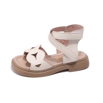 Сандали за момичета Princess Sweet Gladiator Sandals 2024 Летни нови детски плажни обувки с волани Меки прости класически плоски отворени пръсти