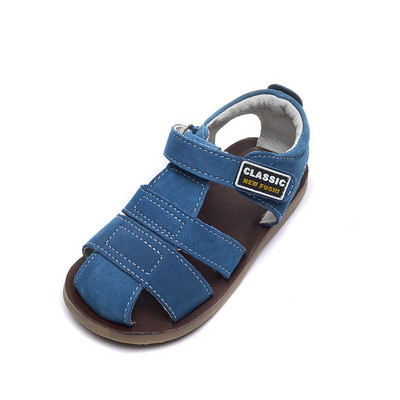 Sandale de plajă pentru copil mic, sandale casual respirabile din piele naturală cu vârf închis