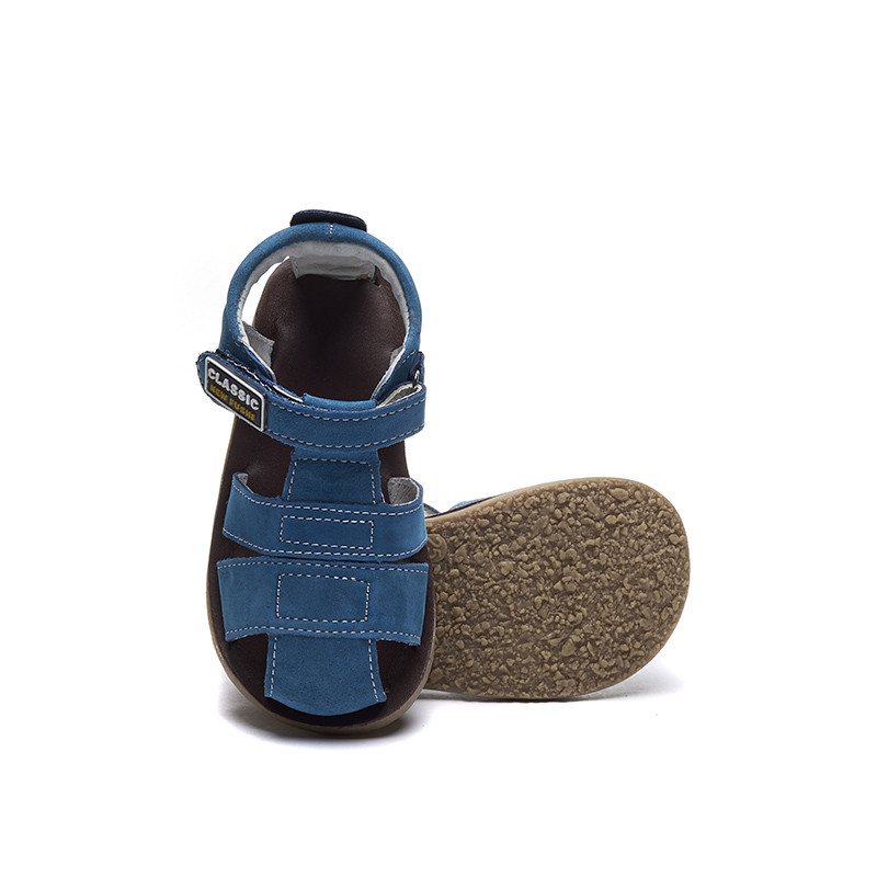 Sandale de plajă pentru copil mic, sandale casual respirabile din piele naturală cu vârf închis