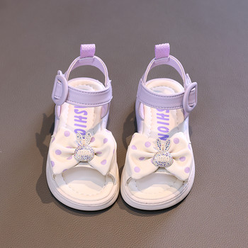 Детски обувки за момиче Ежедневни обувки с меки подметки Модни обувки за принцеса Нови водни диамантени плажни обувки Сандали за момиче с форма на лък Сандали