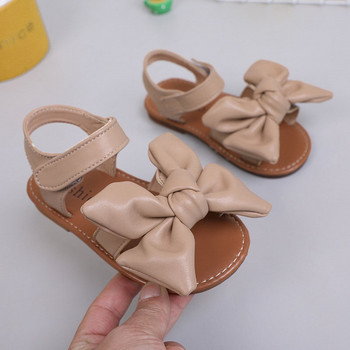 2024 Нови летни детски сандали за момичета Сладък лък Плажни обувки с мека подметка Детски обувки