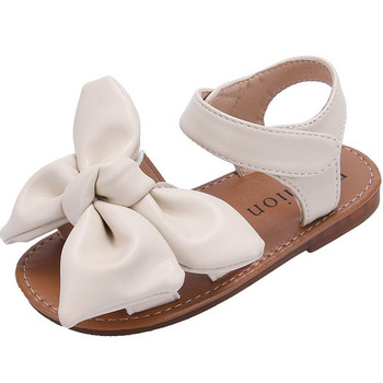 2024 Нови летни детски сандали за момичета Сладък лък Плажни обувки с мека подметка Детски обувки