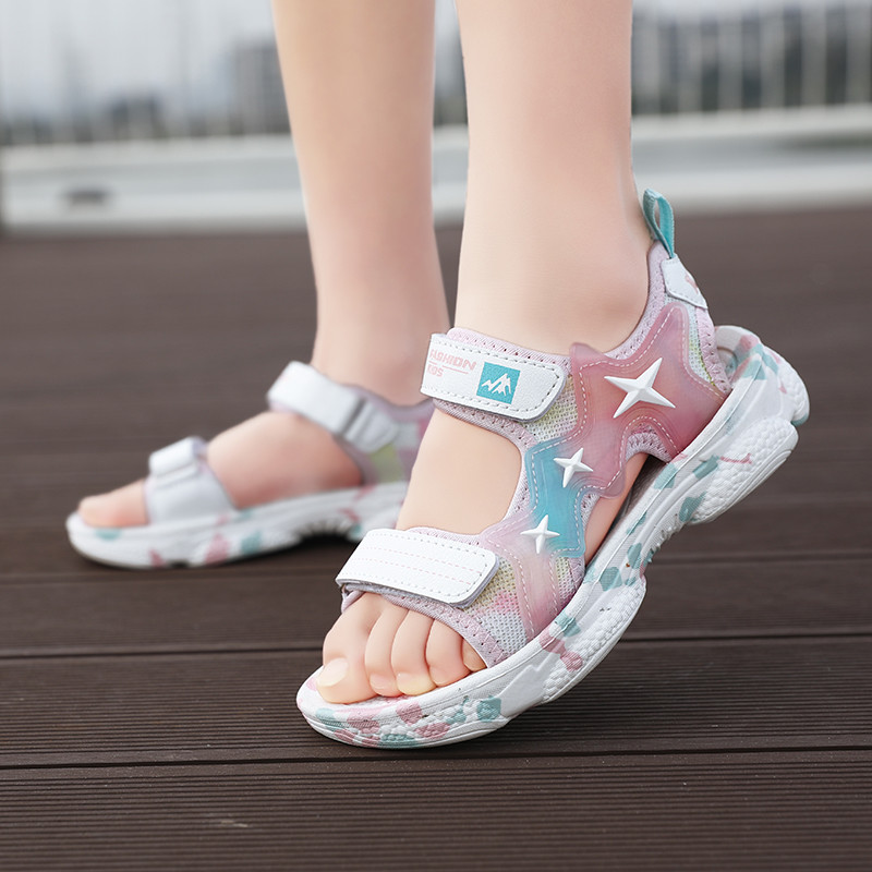 2023. gada modes Bērnu sandales Āra pludmale Zēniem Meitenēm Neslīdoši Ērti apavi Bērniem Vasaras Rozā Sandales Tupeles Izmērs 27–39