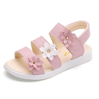Сандали за момичета Гладиаторски цветя Сладки меки детски плажни обувки Детски летни сандали с цветя Мода на принцесата Сладки висококачествени