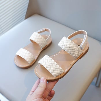 Бебешки детски сандали Бежови с отворени пръсти Меки бебешки тъкани плажни обувки за момичета Кафяви леки детски сандали за бебета Обувки за момиче