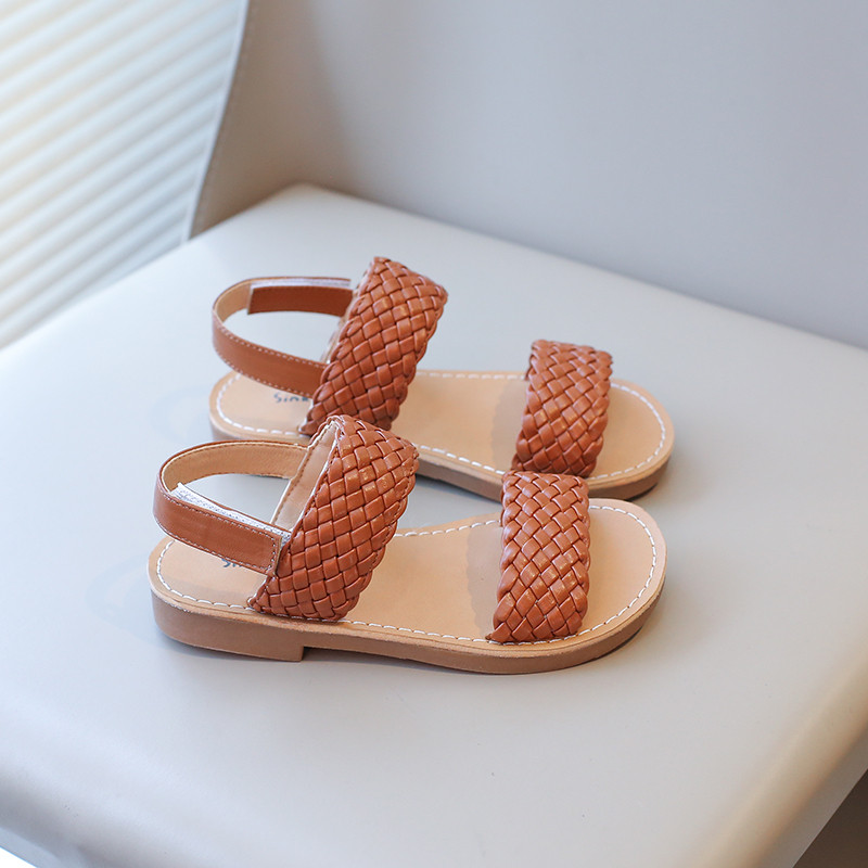 Baba gyerekszandál bézs nyitott orrú puha fiú lány lány baba szövött strandcipő barna könnyű gyerek babasandál baba lánynak