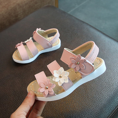 Παιδικά σανδάλια για κορίτσια Πλατφόρμα Flats Princess Flower Παιδικά παιδικά καλοκαιρινά παπούτσια 21-36 Μπεζ ροζ απαλά παπούτσια μόδας