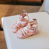 Rimske sandale za djevojčice s otvorenim prstima, jednobojne visoke jednostavne nove ljetne šuplje ravne cipele za slobodno vrijeme, dječja moda, ležerne