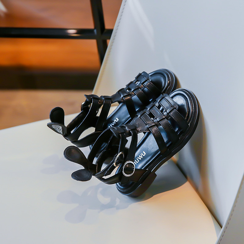 Rimske sandale za djevojčice s otvorenim prstima, jednobojne visoke jednostavne nove ljetne šuplje ravne cipele za slobodno vrijeme, dječja moda, ležerne