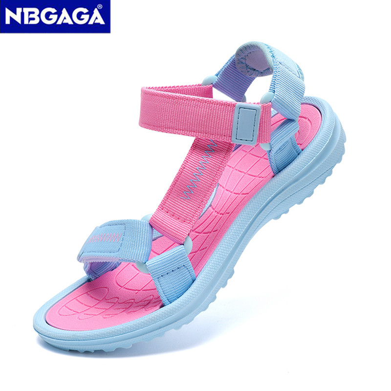Jaunas vasaras meiteņu sandales, elpojošas bērnu apavi āra, neslīdošas, atvērtas pludmales sandales