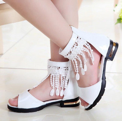 3 5 9 10 12 godina Dječje sandale s mašnom Djevojčice Ljetne slatke sandale za plažu 2021. Moda za princezu Školske cipele na visoke pete s resicama