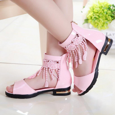 3 5 9 10 12 godina Dječje sandale s mašnom Djevojčice Ljetne slatke sandale za plažu 2021. Moda za princezu Školske cipele na visoke pete s resicama