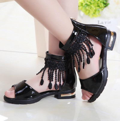 3 5 9 10 12 godina Dječje sandale s mašnom Djevojčice Ljetne slatke sandale za plažu 2021. Moda za princezu Školske cipele na visoke pete s resicama