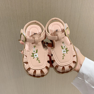 Sandale pentru fetiță Decupaje cu flori Bej maro Încântători copii pantofi Vară 21-30 Frumoși, respirabili, anti-alunecare, pantofi pentru copii