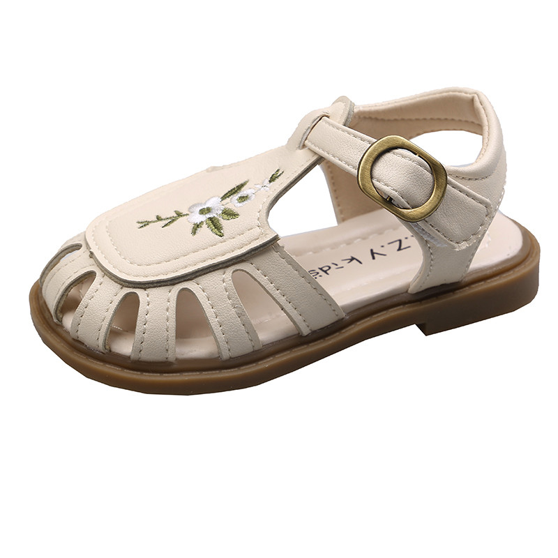 Sandale pentru fetiță Decupaje cu flori Bej maro Încântători copii pantofi Vară 21-30 Frumoși, respirabili, anti-alunecare, pantofi pentru copii