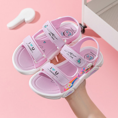 Nyári szivárványos lányszandálok Princess stílusú strandszandálok papucsok divatos, légáteresztő fehér alsó strandszandálok