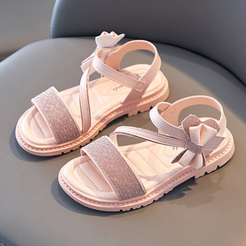 Летни сандали за момичета 2022 г. Нови обувки на принцеса Сладки обувки с възли за момичета Студентски сандали за момичета Неплъзгащи се плажни сандали Размер 27-37