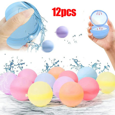 12-36 vnt. daugkartinio naudojimo vandens balionai vaikams, suaugusiems lauko veiklai, vaikų baseinui paplūdimio vonios žaislai, vandens bombų kamuolys vasaros žaidimams
