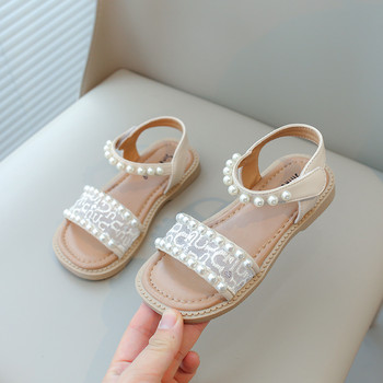 Сандали за момичета Детски летни обувки Детски плажни сандали с перли Принцеса Сладки против хлъзгане отворени пръсти Дантелени шик мъниста