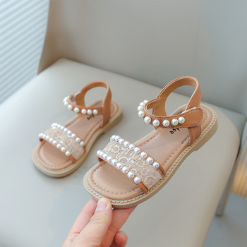 Сандали за момичета Детски летни обувки Детски плажни сандали с перли Принцеса Сладки против хлъзгане отворени пръсти Дантелени шик мъниста