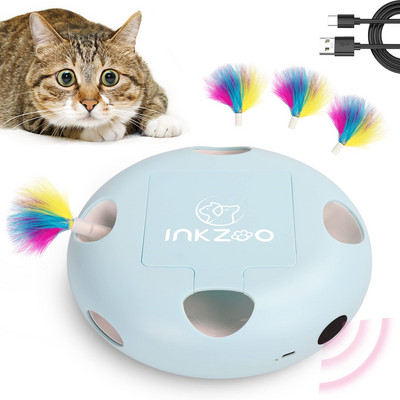 INKZOO macskajátékok, interaktív macskajátékok benti macskáknak, intelligens interaktív cicajáték, automata 7 lyukú egerek Whack-A-Mole