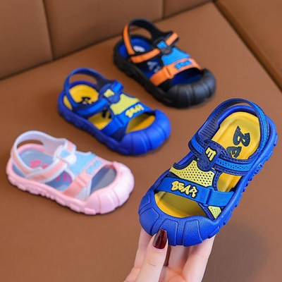 Băieți Copii Sandale rezistente la lovitură Moda simplă Fete Bebeluși cu talpă moale Pantofi de plajă Vara Copiii poartă sandale anti-alunecare pentru copii mici