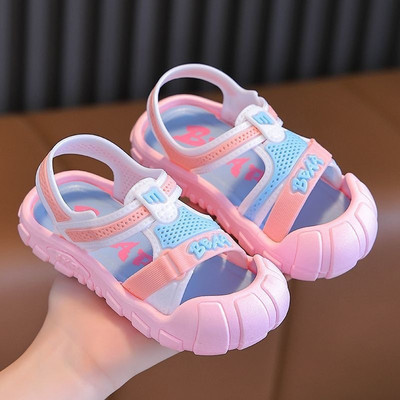 Zēniem, bērniem, sitieniem izturīgas sandales Vienkāršas modes meitenes, mīkstas zoles pludmales apavi vasarā, bērni valkā pretslīdēšanas sandales mazuļiem