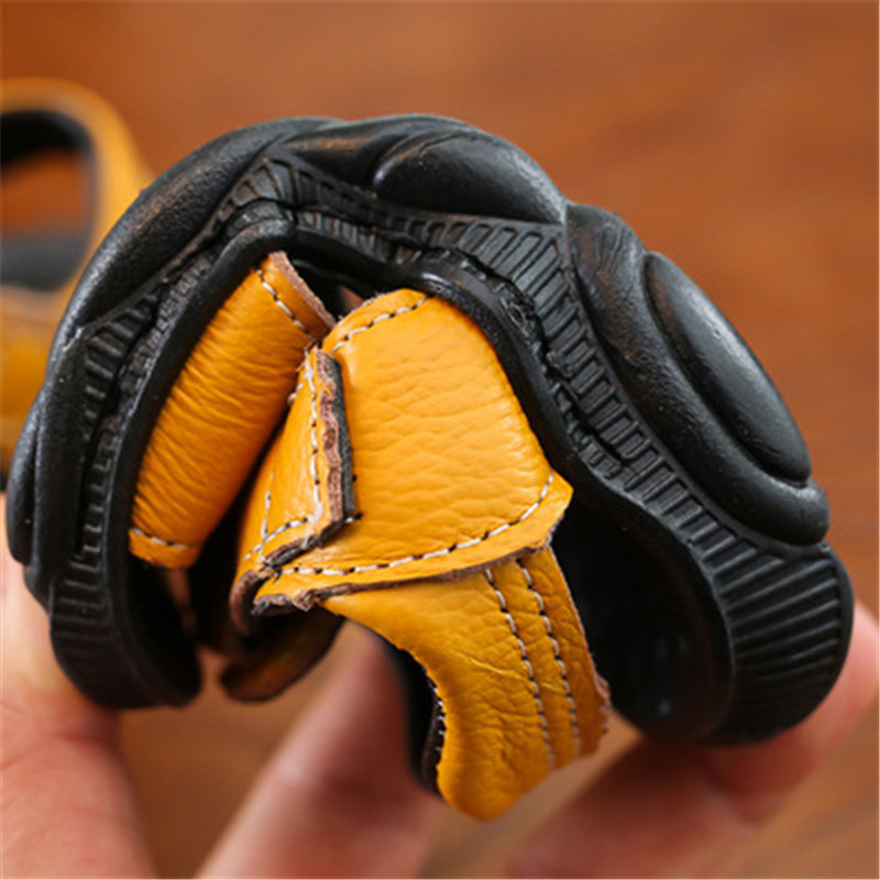 Sandale de plajă de vară pentru copii, băieți, fete, piele naturală, piele de vacă, sandale plate, confortabile, respirabile, pantofi moi pentru bebeluși