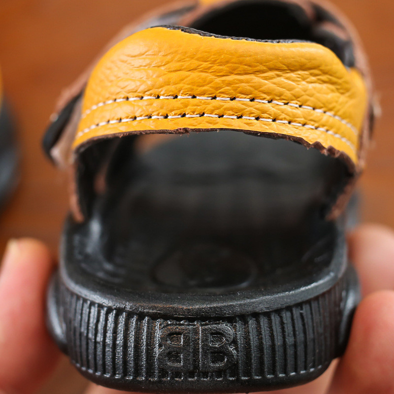 Sandale de plajă de vară pentru copii, băieți, fete, piele naturală, piele de vacă, sandale plate, confortabile, respirabile, pantofi moi pentru bebeluși