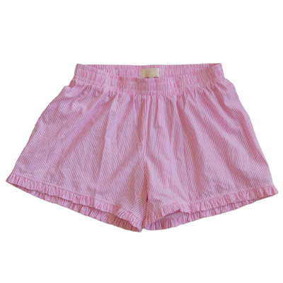 Sieviešu vasaras elastīgās jostasvietas rūtaini šorti ikdienišķa modes brīva, volānveida apakšmala, uzplaiksnīta, īsas bikses Ielu apģērbi, guļamvietas