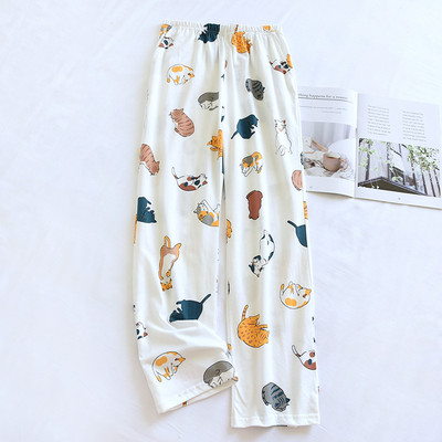 2024. gada japāņu jauns sieviešu naktsveļa, 100% kokvilna, trikotāžas, mīkstas bikses Karikatūra brīvas bikses Sākums Sieviešu pidžamas bikses
