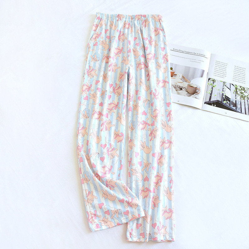 2024. gada japāņu jauns sieviešu naktsveļa, 100% kokvilna, trikotāžas, mīkstas bikses Karikatūra brīvas bikses Sākums Sieviešu pidžamas bikses