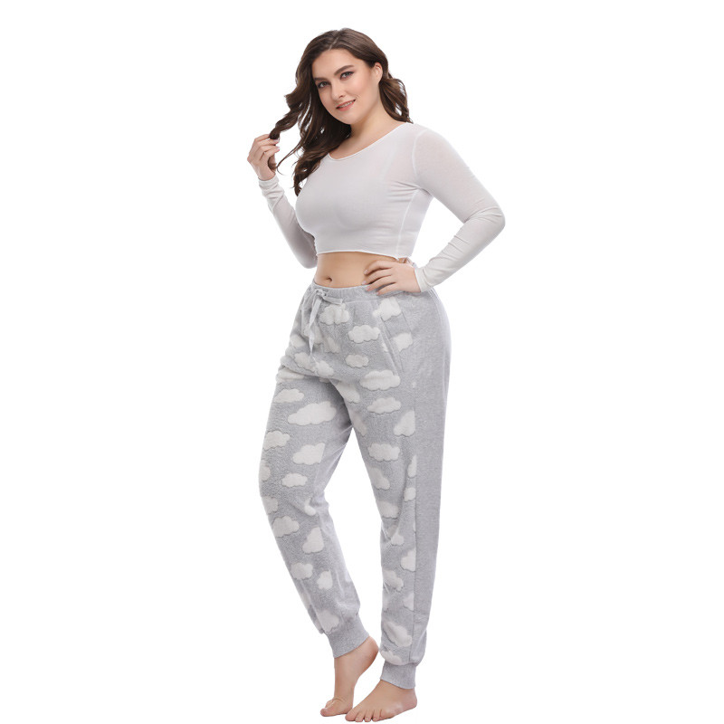 Femei Dimensiune Plus 3XL - 5XL Pantaloni de pijama calduroase Pantaloni de antrenament Pantaloni de antrenament pentru femei de iarnă Pantaloni întregi din lână Pantaloni de acasă pentru femei