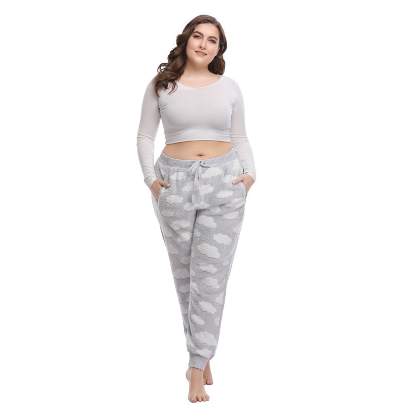 Femei Dimensiune Plus 3XL - 5XL Pantaloni de pijama calduroase Pantaloni de antrenament Pantaloni de antrenament pentru femei de iarnă Pantaloni întregi din lână Pantaloni de acasă pentru femei